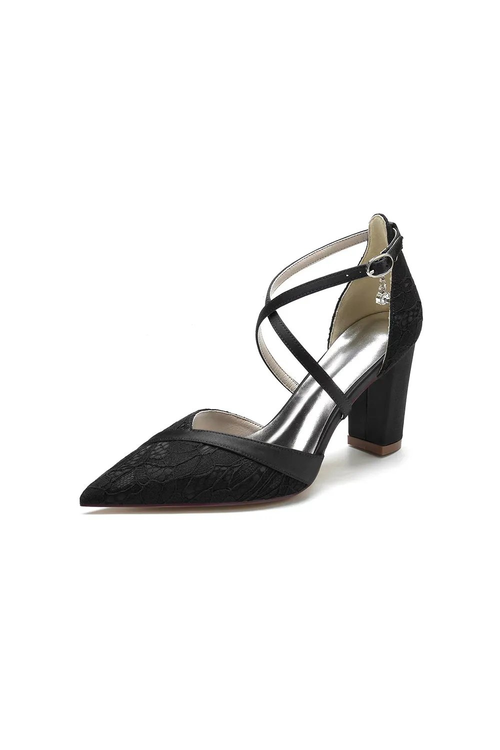 White Cross-Strap Pump with Metallic Accent sold by KissProm product image thumbnail 5