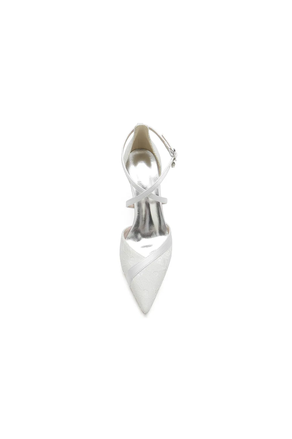 White Cross-Strap Pump with Metallic Accent sold by KissProm product image thumbnail 2