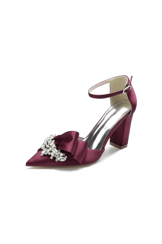 White Satin Heels Featuring a Large Decorative Bow and Metallic Heel sold by KissProm