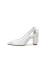 White Mesh Pump with Elegant Bow Detail and Transparent Overlay sold by KissProm