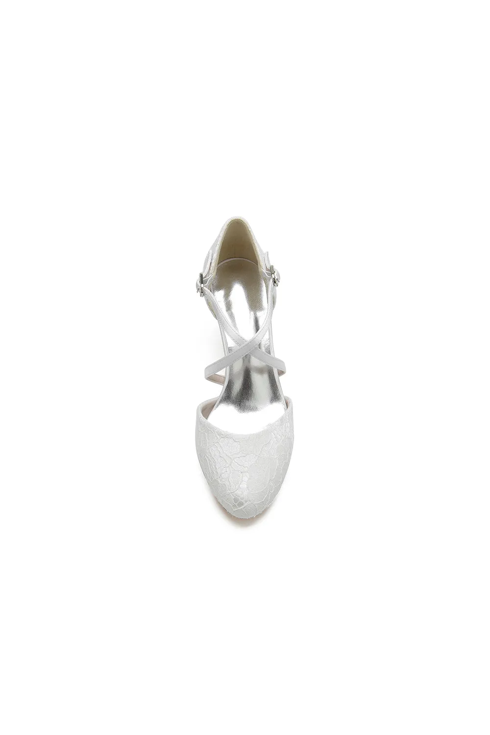 White Lace Mid-Heel Pumps with Elegant Design sold by KissProm product image thumbnail 4