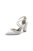 Champagne Satin Pump with Pearl and Metal Accents sold by KissProm