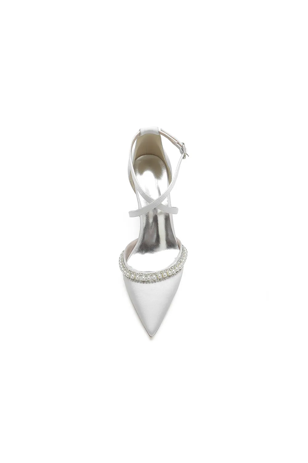 Champagne Satin Pump with Pearl and Metal Accents sold by KissProm product image thumbnail 2
