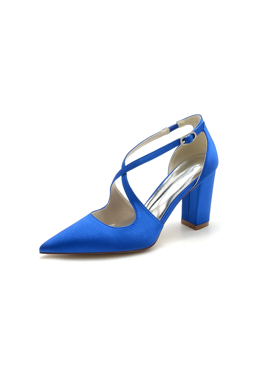 Black Satin Pump with Cross-Strap Design sold by KissProm product image thumbnail 2