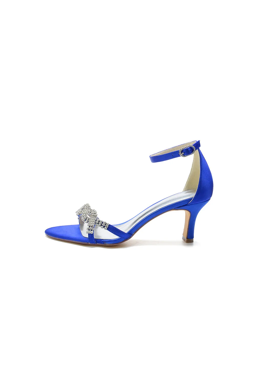 Elegant Blue Satin Pump with Silver Chain and Rhinestone Accents sold by KissProm product image thumbnail 3