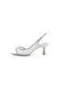 Elegant White Leather Sandals with Silver Chain Accent sold by KissProm