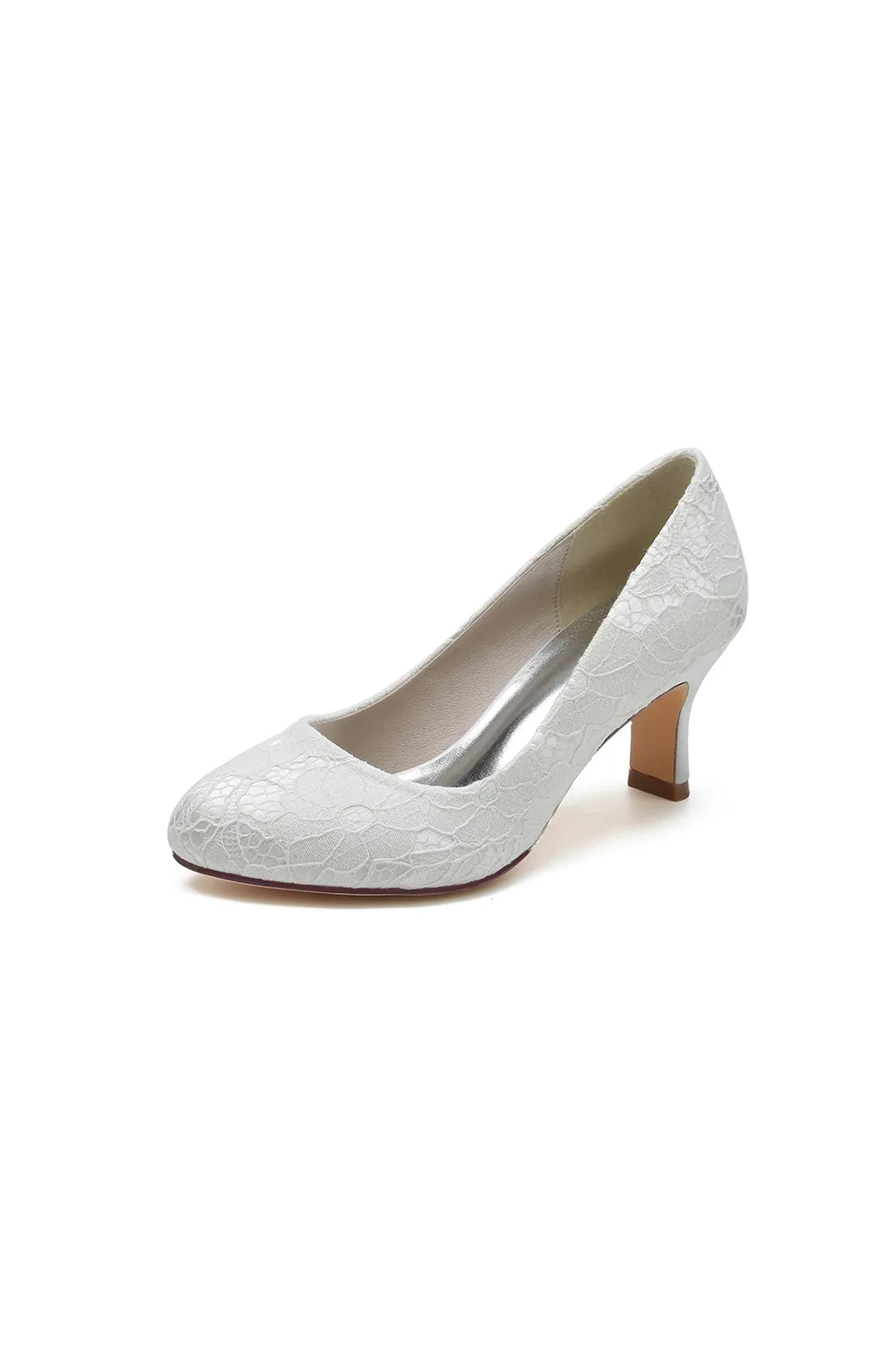 Chic White Lace Pumps with Intricate Floral Pattern sold by KissProm
