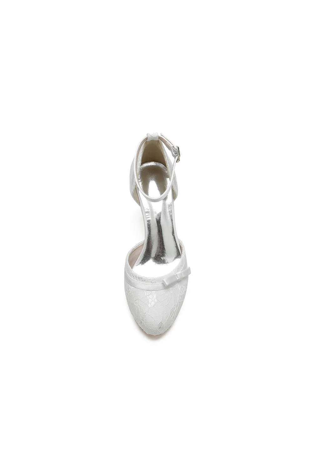 Chic White Lace Pointed-Toe Heels with Silver Heel sold by KissProm product image thumbnail 4