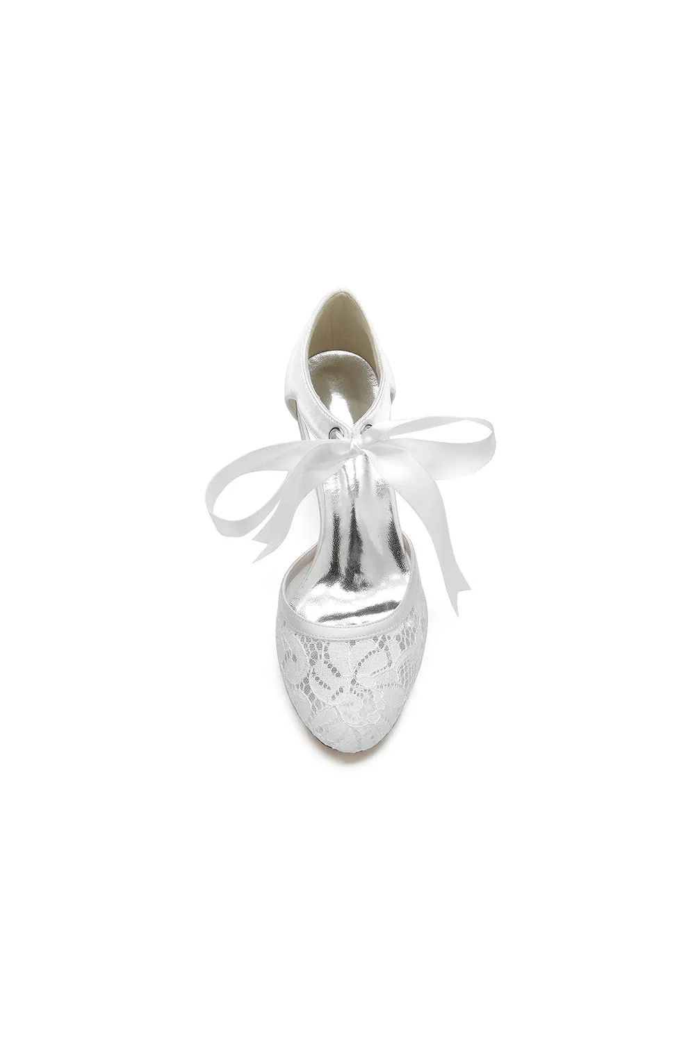 Elegant White Lace High Heels with Bow Accent sold by KissProm product image thumbnail 4