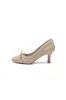 Chic Champagne Lace Formal Heels with Matching Bow sold by KissProm