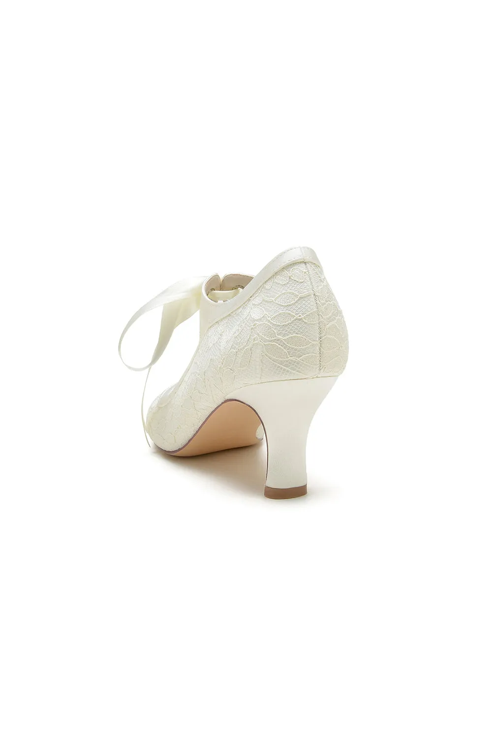 Ivory Lace High Heels Featuring a Classic Bow Design sold by KissProm product image thumbnail 4