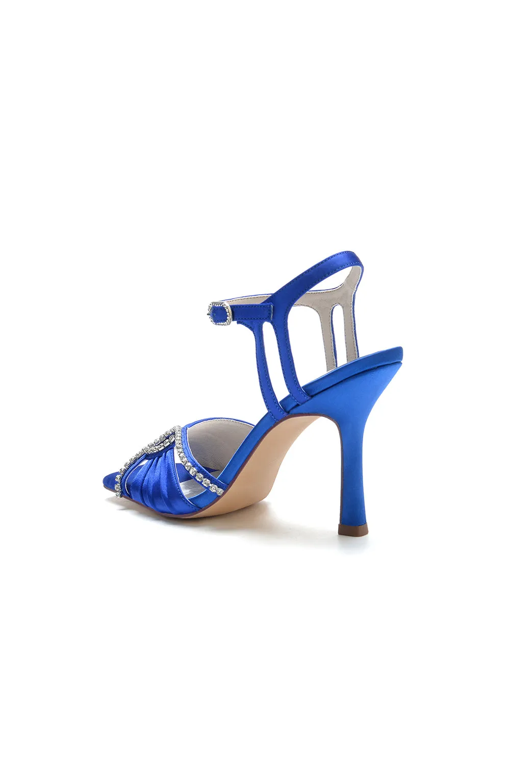 Royal Blue Satin Heels with Rhinestone Detailing sold by KissProm product image thumbnail 5