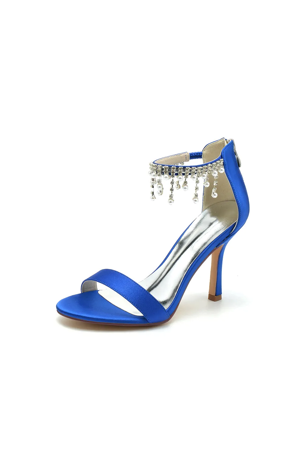 Glamorous White Leather High Heels with Silver Chain Accent sold by KissProm product image thumbnail 5