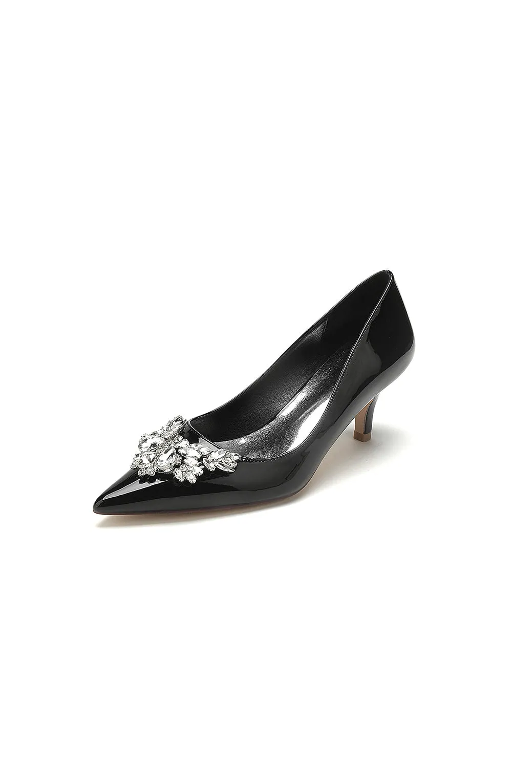 Black Elegant Low-Heel Shoes with Crystal Embellishment sold by KissProm