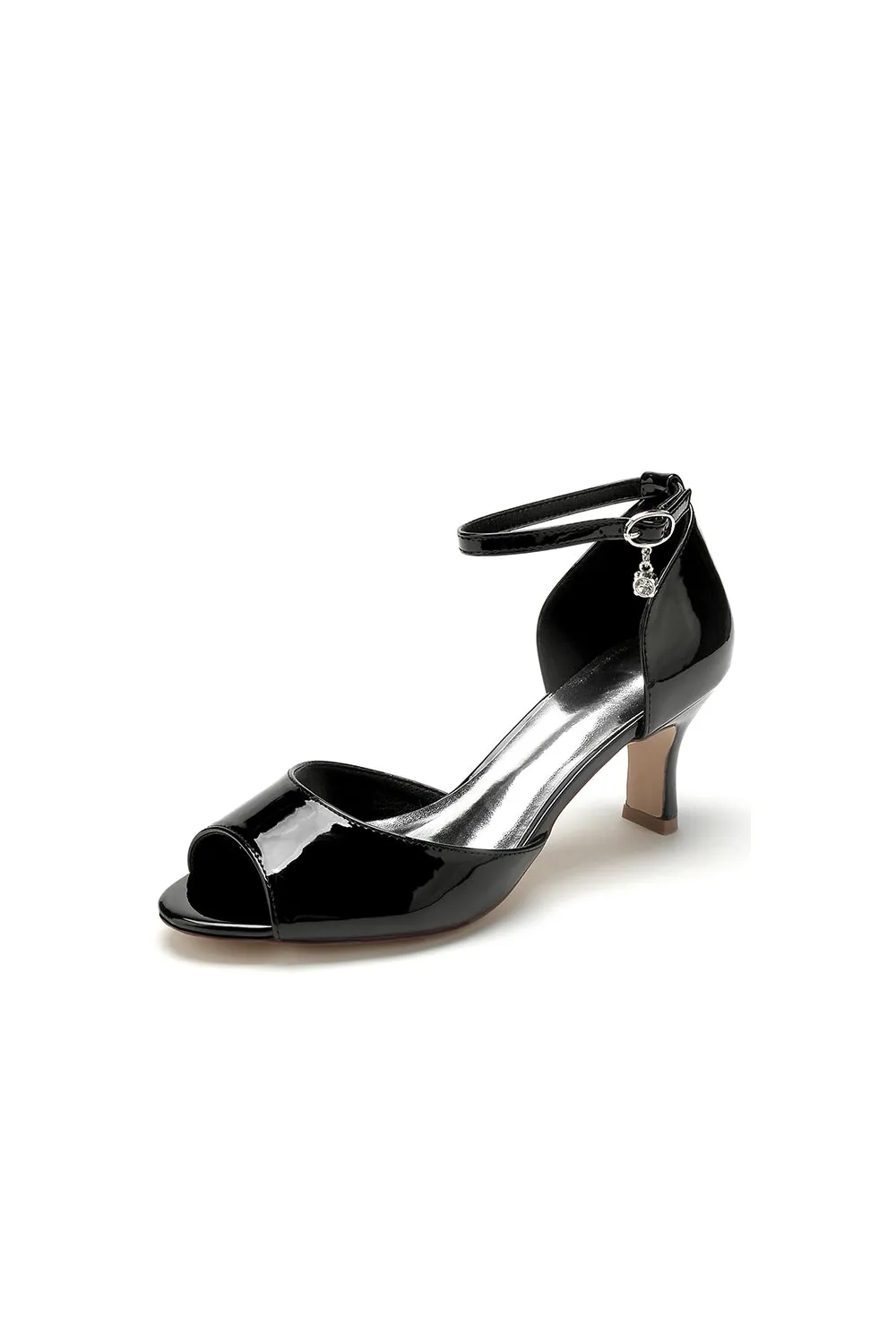 Open Toe Patent Leather Heels with Hanging Charm sold by KissProm