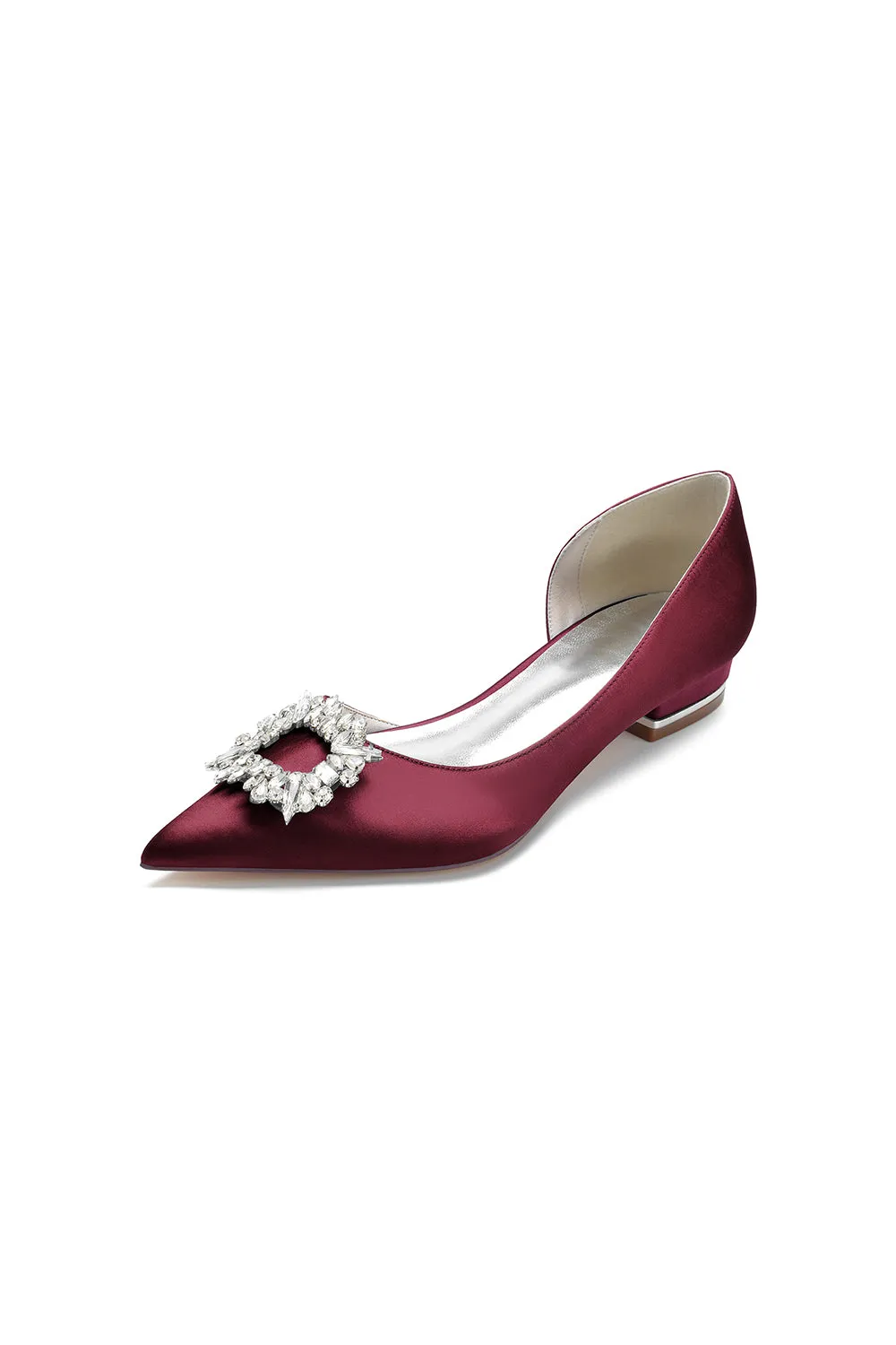 Satin Pointed Toe Kitten Heels With Rhinestone sold by KissProm