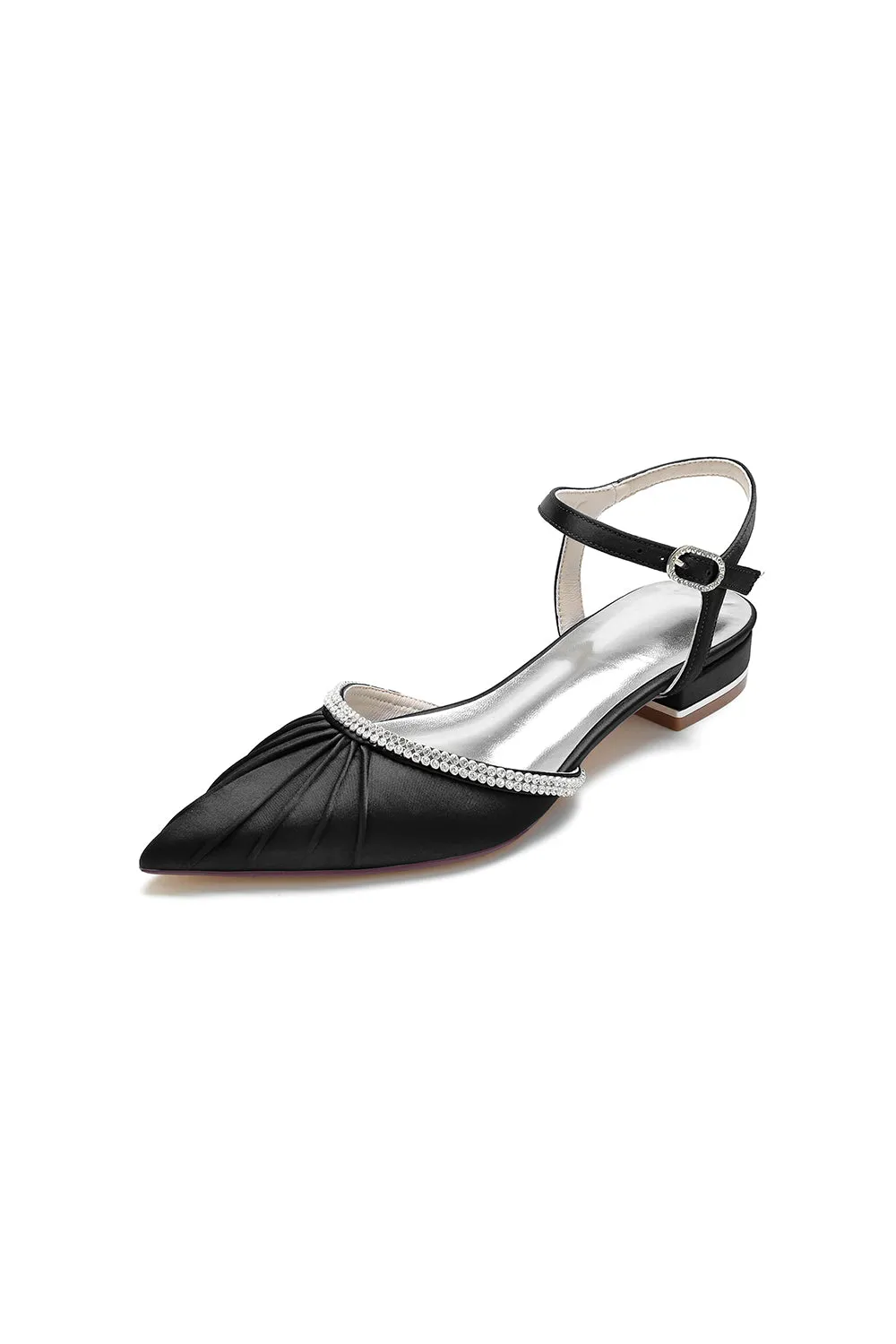 Satin Pointed Toe Beaded Buckle Kitten Heels sold by KissProm product image thumbnail 5