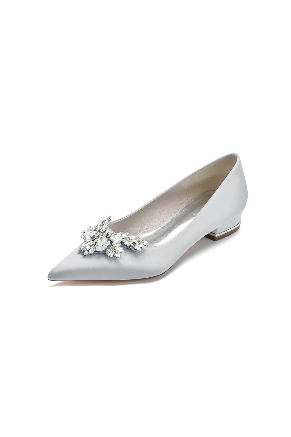 Satin Pointed Toe Rhinestone Kitten Heels sold by KissProm product image thumbnail 4