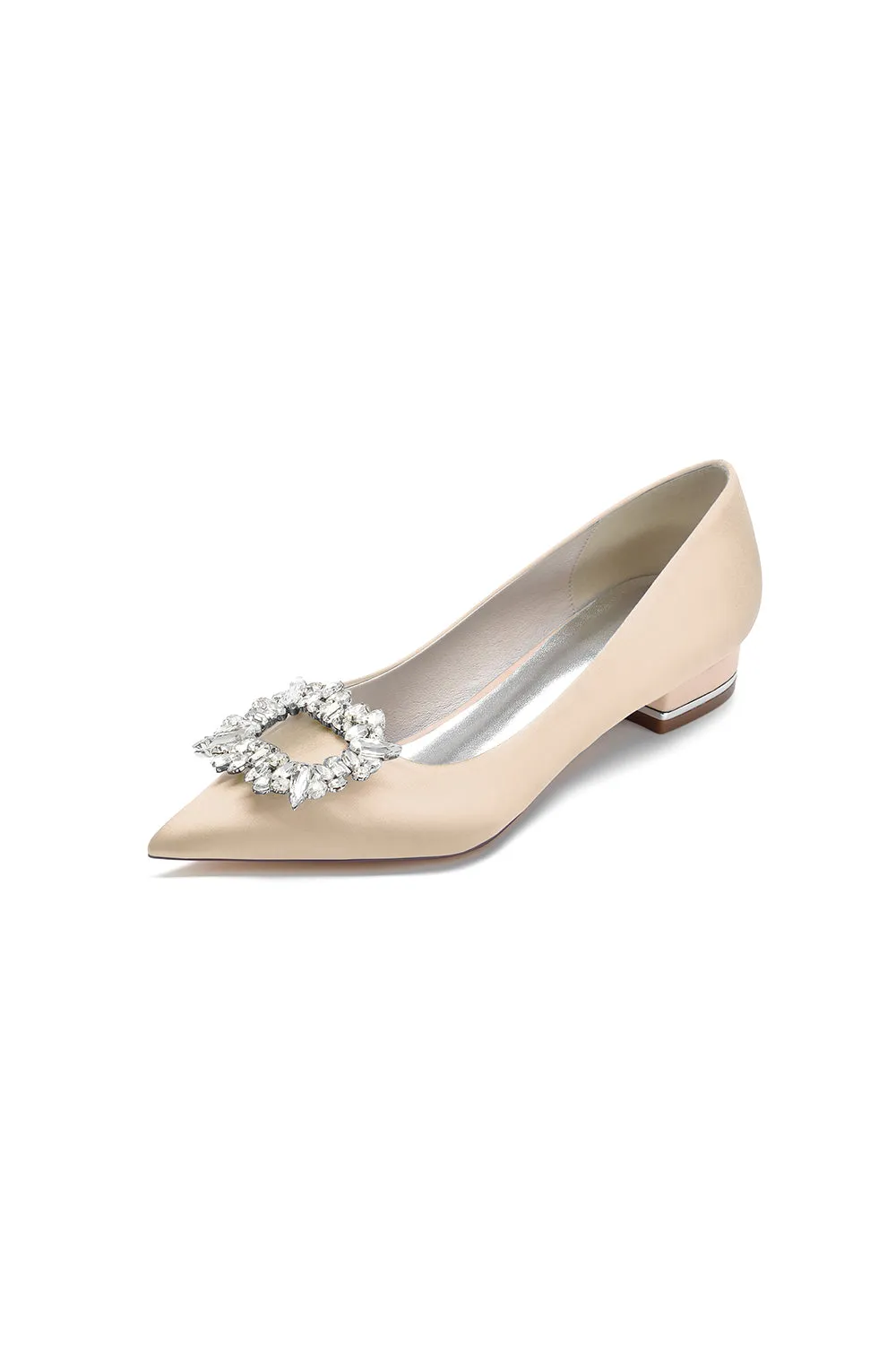 Simple Pointed Toe Satin Kitten Heels With Beading sold by KissProm product image thumbnail 2