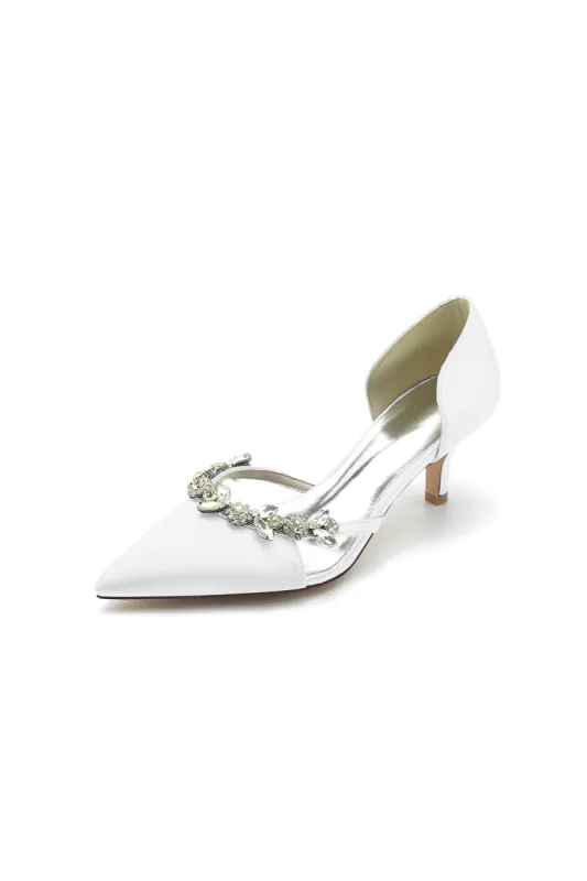 Satin Pointed Toe Beading High Heels sold by KissProm