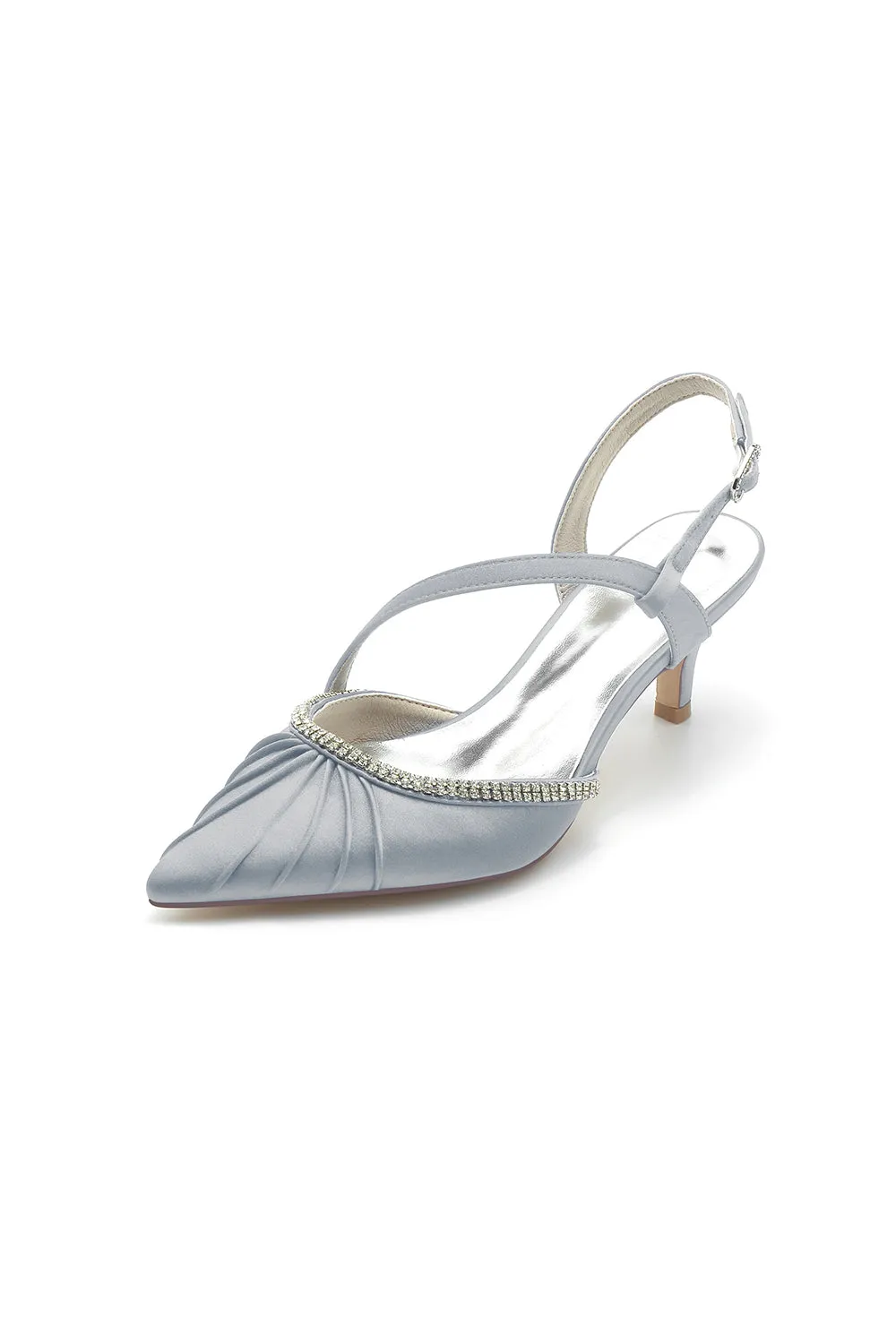 Satin Pointed Toe Slingback Heels with Rhinestone sold by KissProm product image thumbnail 4