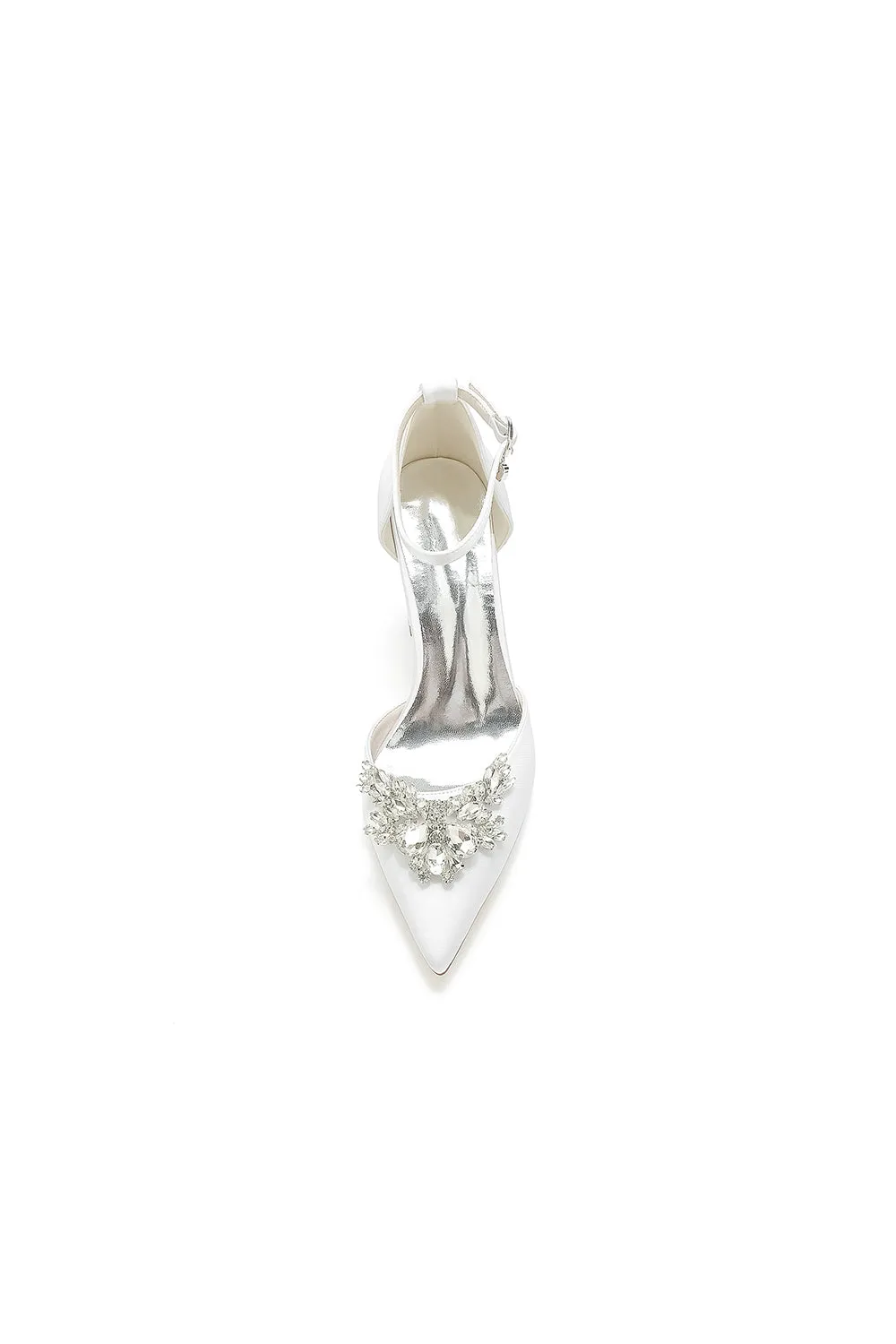 Rhinestone Pointed Toe Ankle Strap Satin Chunky Heel sold by KissProm product image thumbnail 2
