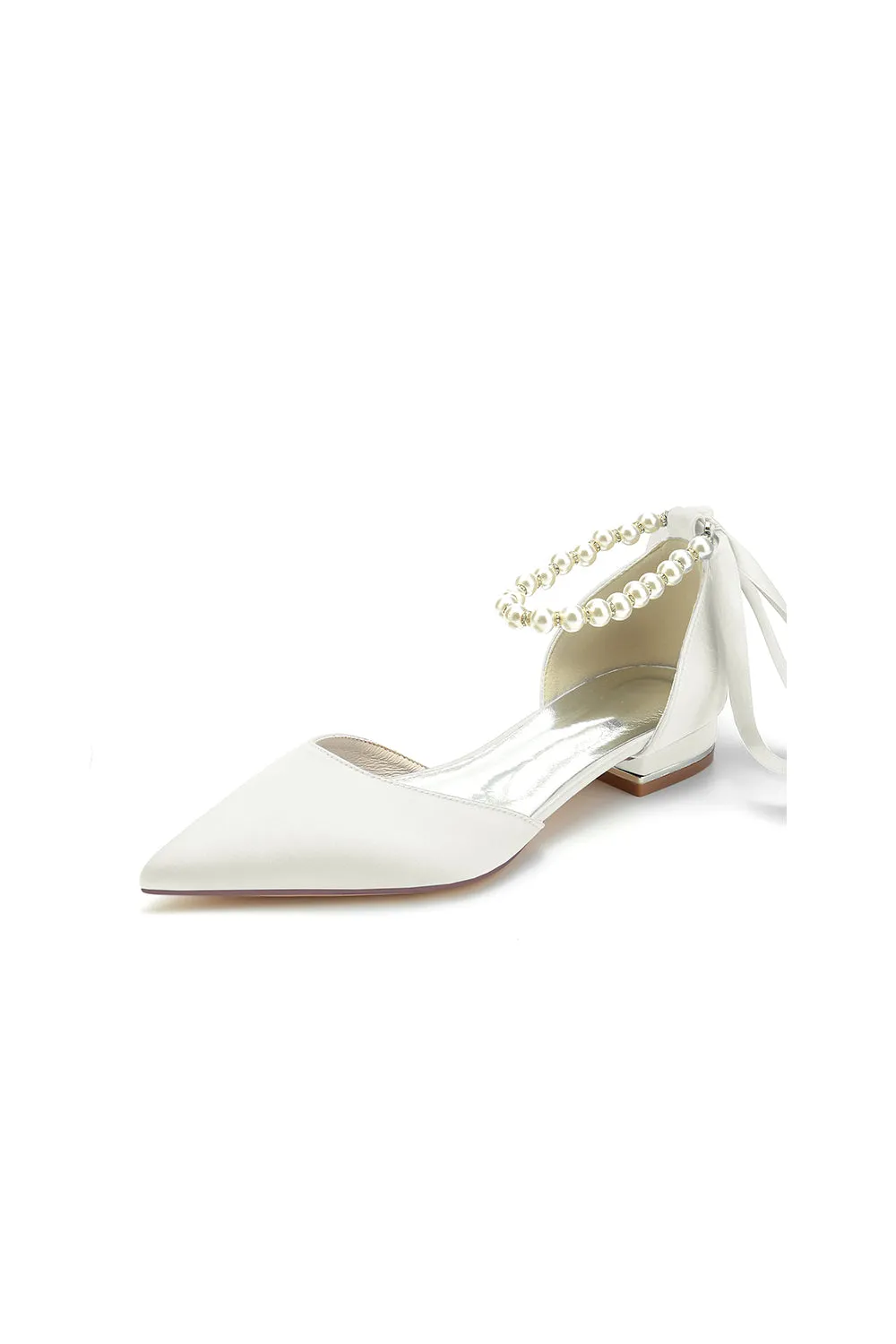 Pearl Ribbon Pointed Toe Ankle Strap Kitten Heels sold by KissProm product image thumbnail 5