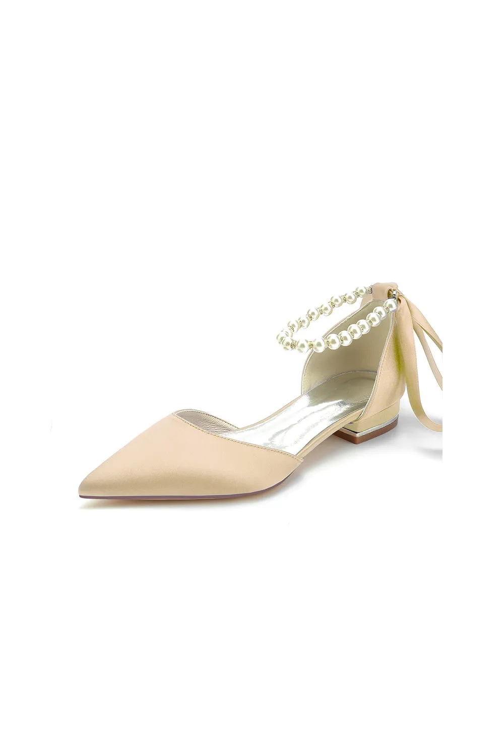 Pearl Ribbon Pointed Toe Ankle Strap Kitten Heels sold by KissProm product image thumbnail 4