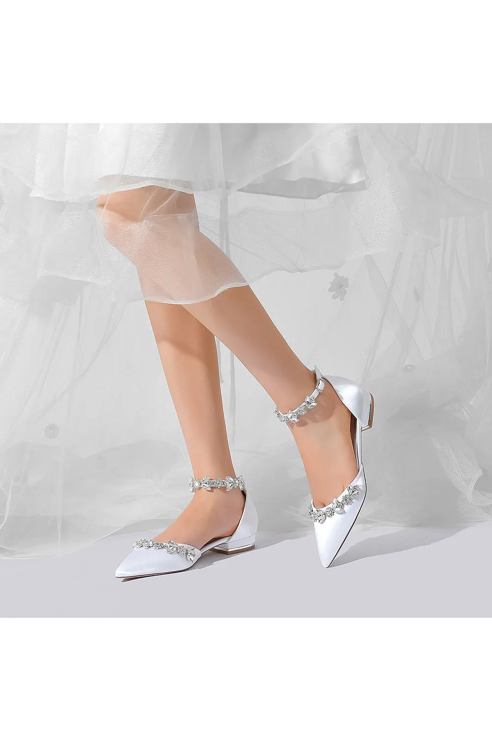 Pointed Toe Rhinestone Beaded Ankle Strap Kitten Heels sold by KissProm product image thumbnail 5