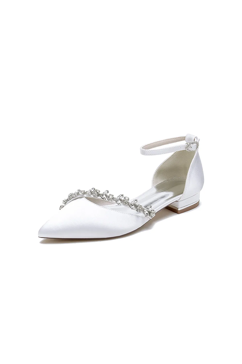 Pretty Rhinestone Pointed Toe Ankle Strap Kitten Heels sold by KissProm