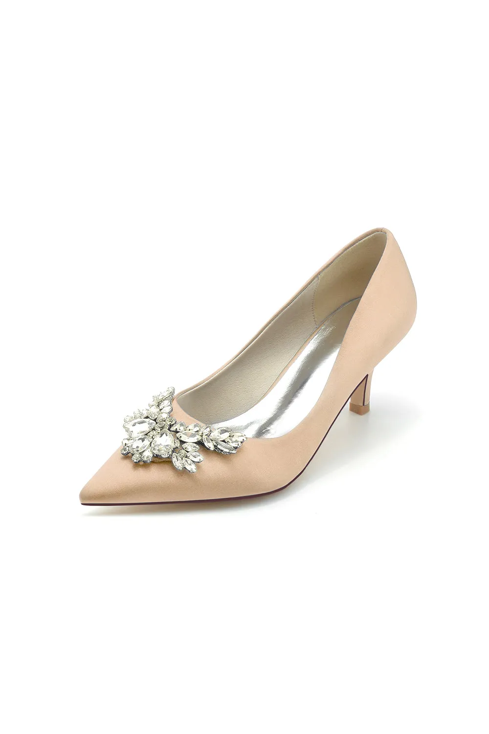 Rhinestone Pointed Toe Satin Kitten Heels sold by KissProm product image thumbnail 2