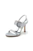 Open Toe Satin Heels with Crystal Buckle sold by KissProm