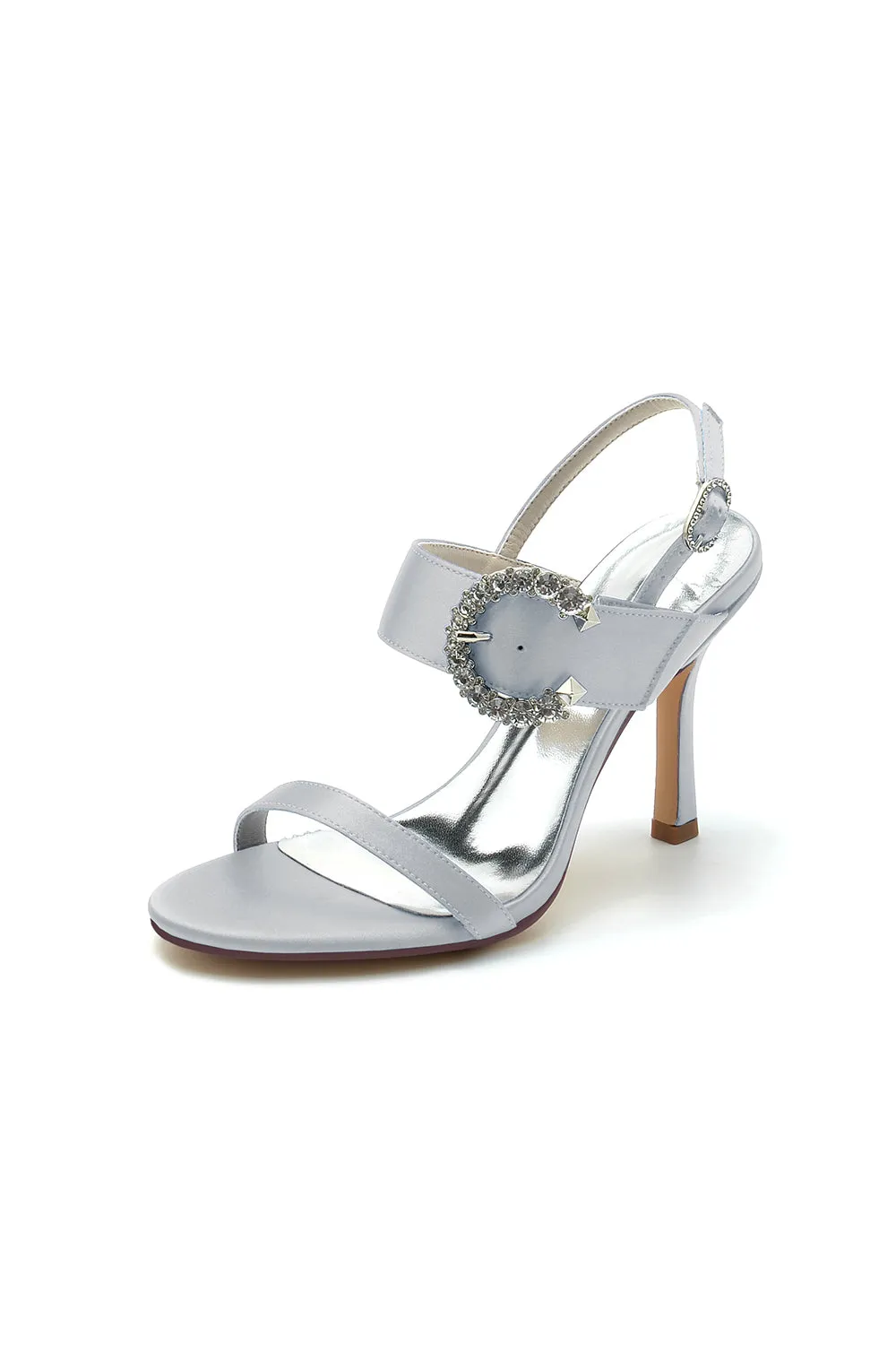Open Toe Satin Heels with Crystal Buckle sold by KissProm product image thumbnail 4