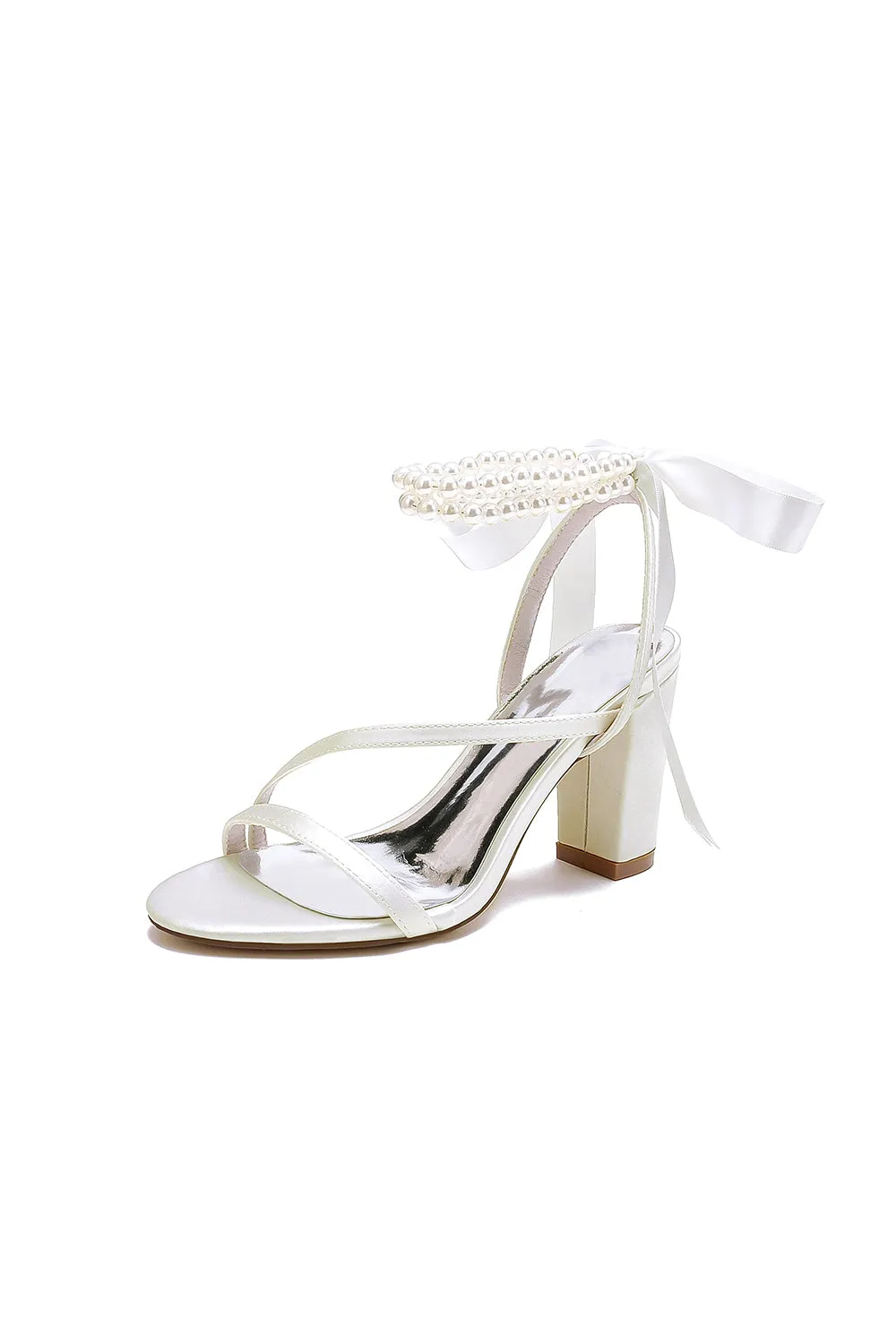Pearl Open Toe Ankle Strap High Heels sold by KissProm