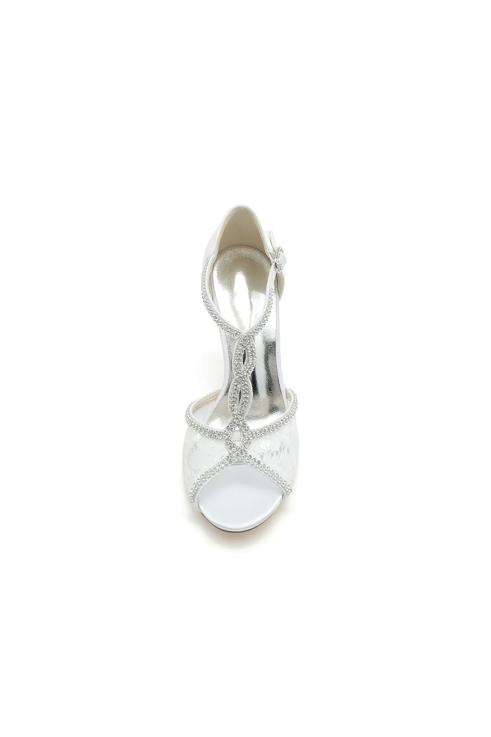 Elegant Lace Open Point Toe Stiletto Heels with Rhinestone sold by KissProm product image thumbnail 3