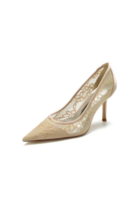 Pointed Toe Bridal Heels with Lace sold by KissProm