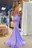 Ency | Glitter Lavender Beaded Lace-Up Mermaid Long Gown sold by KissProm
