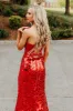 Veilance | Red Strapless Mermaid Sequins Long Prom Dresses With Split sold by KissProm
