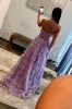 Rosina | Lavender A-Line Sweetheart Sequins Long Prom Dresses With Split sold by KissProm