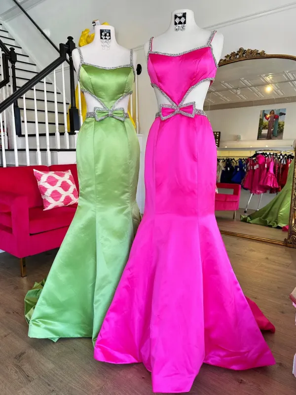 Windsor | Scoop Neck Mermaid Beaded Long Prom Dress With Bow sold by KissProm