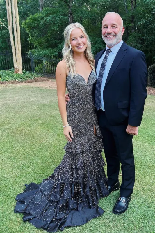 Topaz | Black V Neck Mermaid Long Prom Dress With Beading sold by KissProm