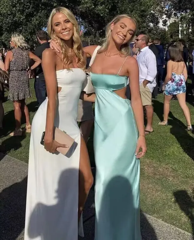 Jelissa | Spaghetti Straps Sheath Aqua Blue Prom Dress Formal Satin Party Dress sold by KissProm