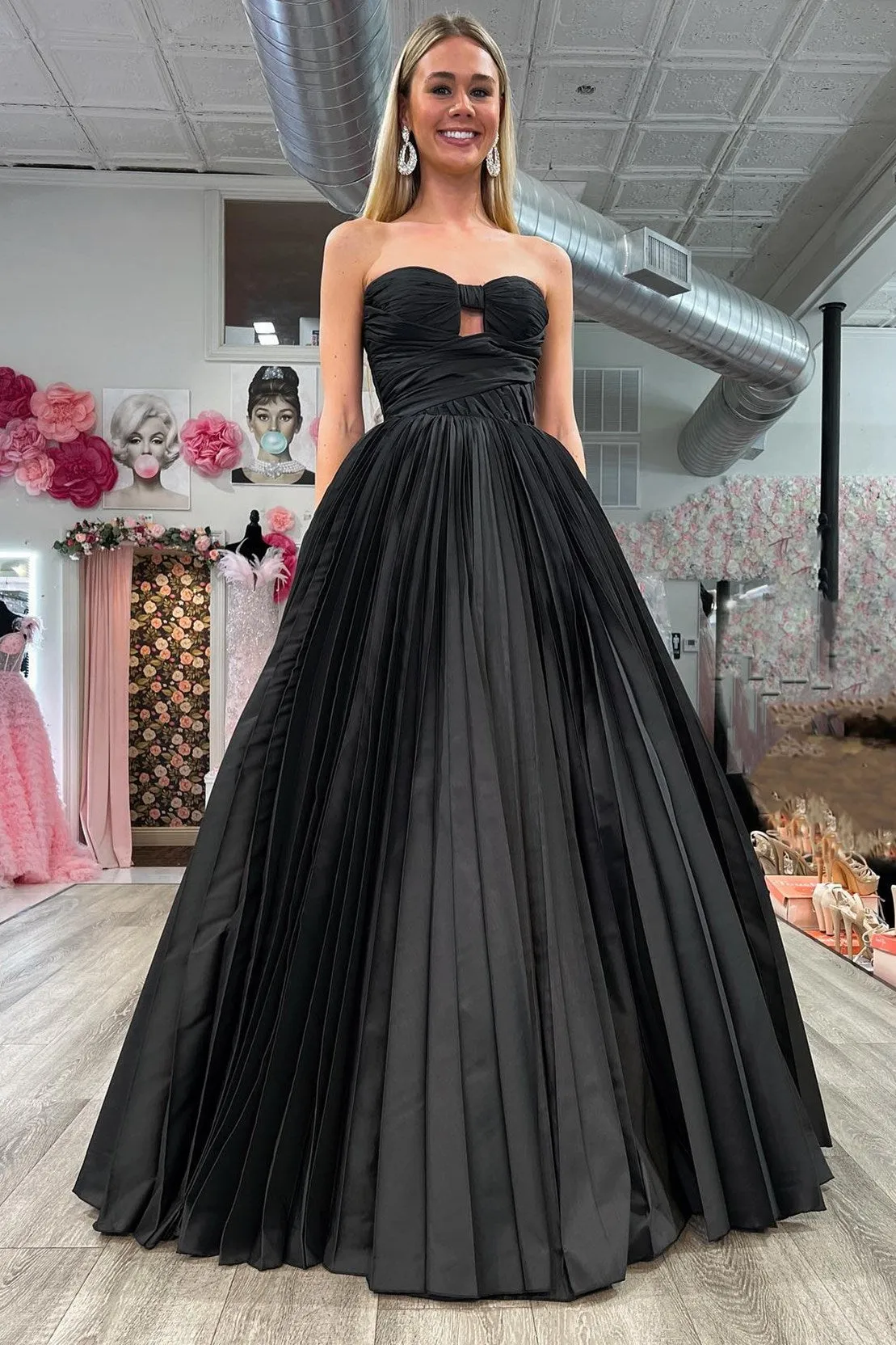 Red Satin Sweetheart Keyhole Ball Gown sold by KissProm product image thumbnail 3