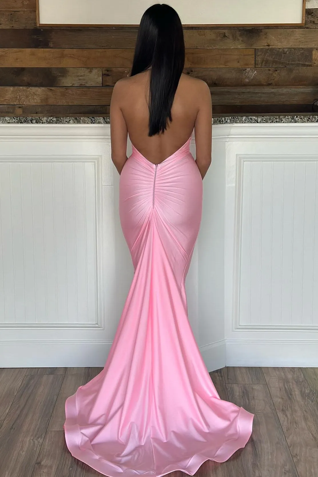 Ilse | Purple Halter Open Back Trumpet Long Formal Dress sold by KissProm product image thumbnail 5