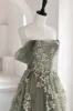 Eosinia | Gray Green Off The Shoulder Tulle Prom Dress With Appliques sold by KissProm