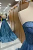 Leon | Navy Blue Sequin Beaded Sweetheart A-Line Long Prom Dress sold by KissProm
