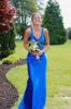 Bliss | Yellow Mermaid Satin V Neck Long Party Dress sold by KissProm