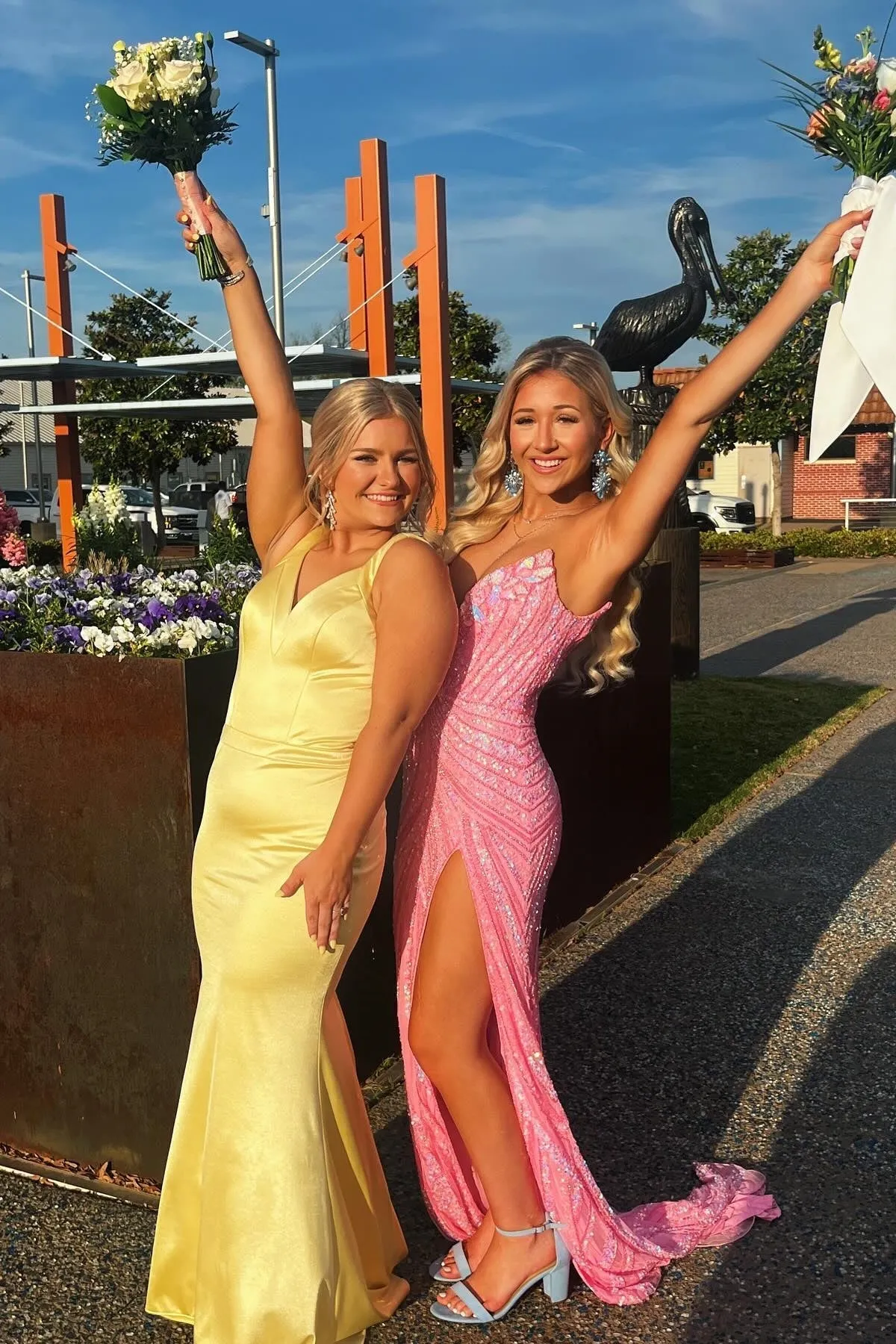 Bliss | Yellow Mermaid Satin V Neck Long Party Dress sold by KissProm product image thumbnail 4