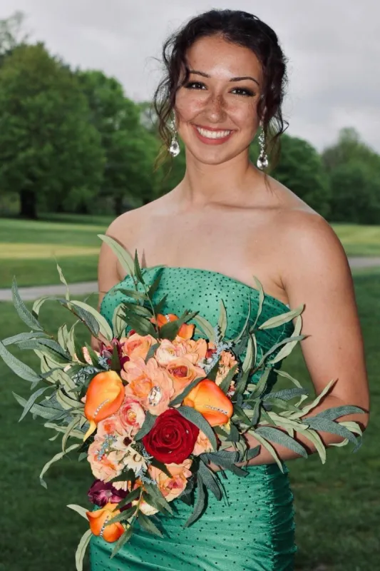 Werner | Strapless Green Beaded Ruched Long Prom Dress sold by KissProm