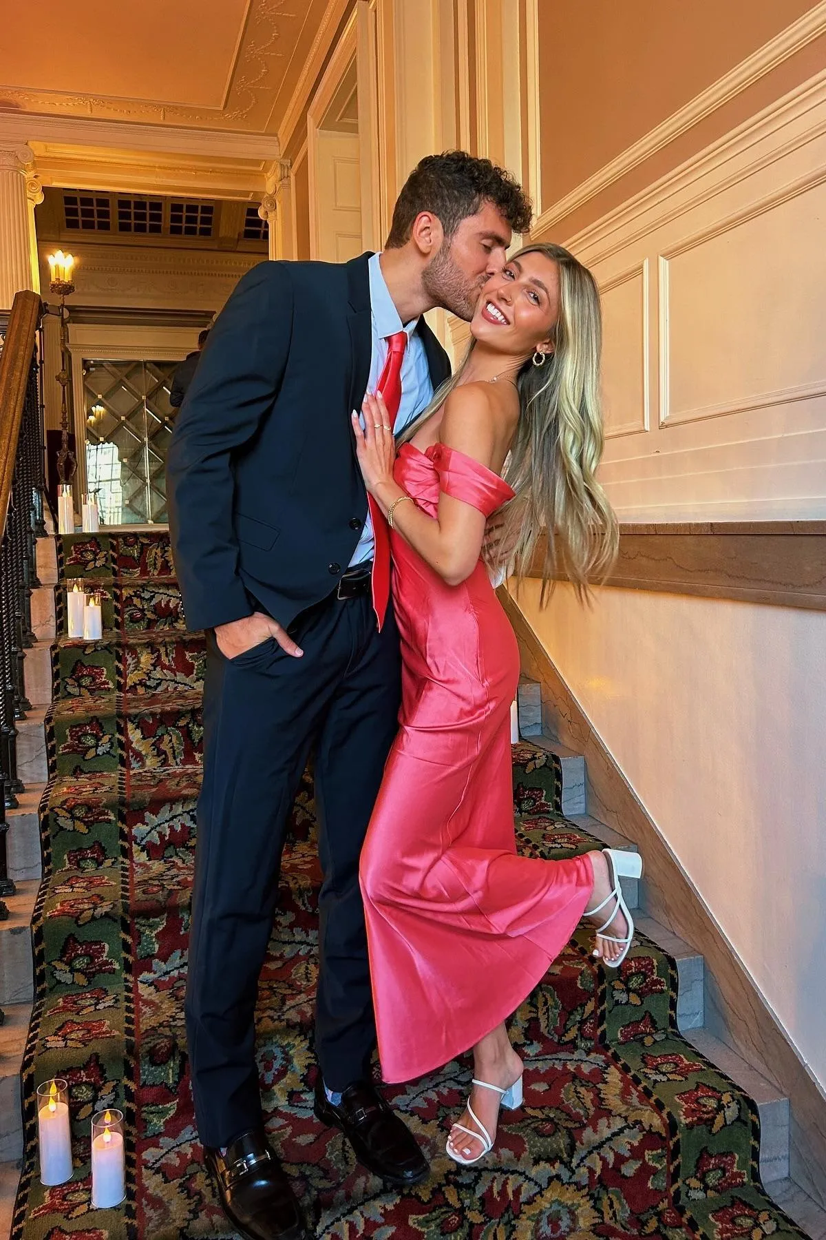 Marquina | Off the Shoulder Coral Mermaid Satin Long Party Dress sold by KissProm product image thumbnail 5